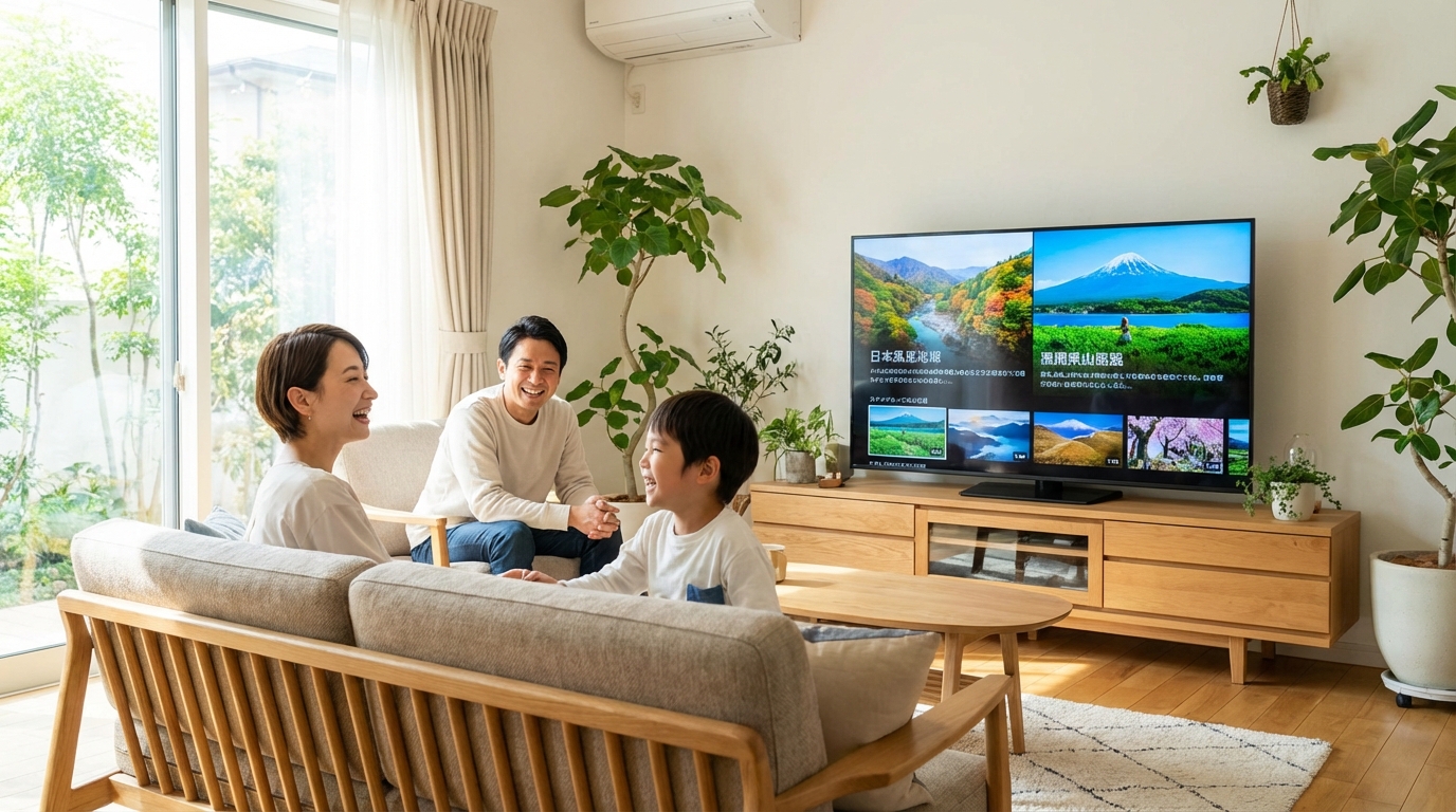 テレビを楽しむ家族