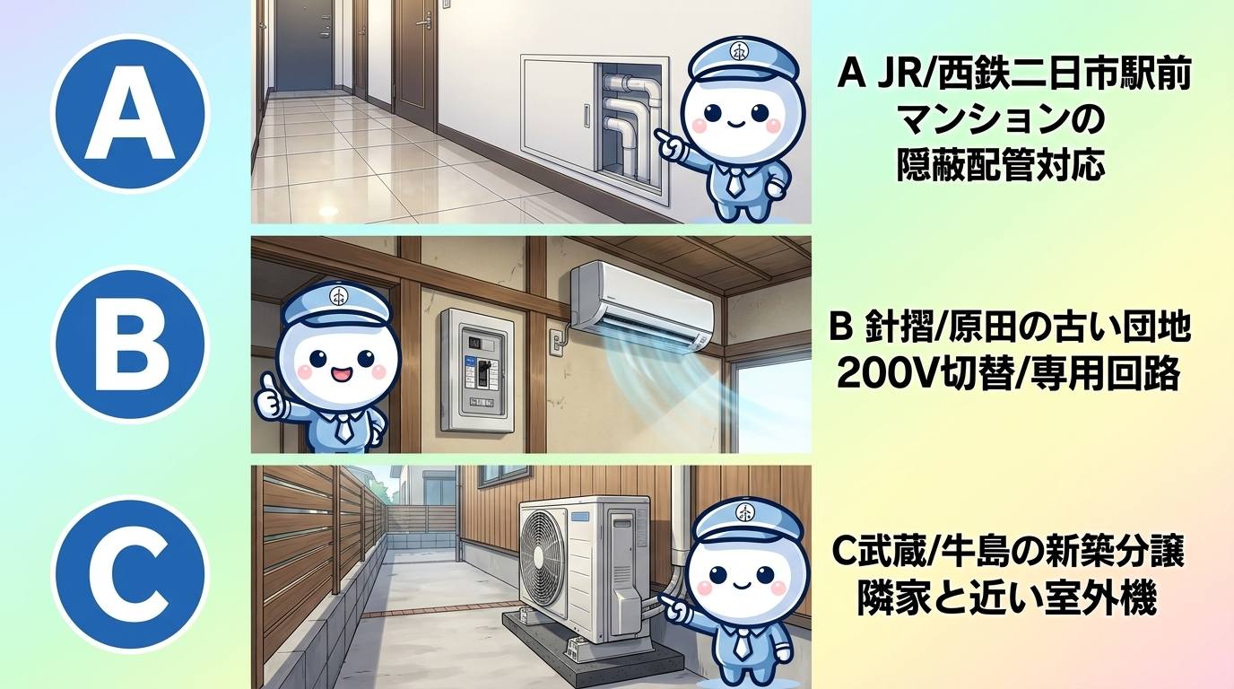 筑紫野市でよくある工事3パターンの比較