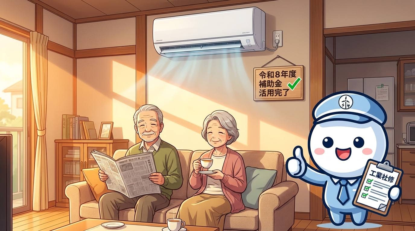 太宰府市の高齢者世帯向け補助金活用のエアコン設置完了イメージ