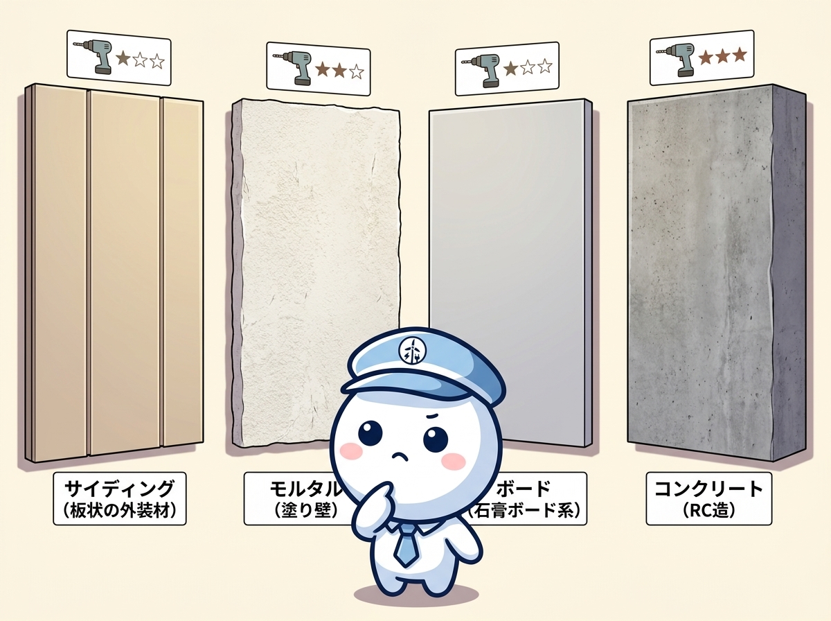 お家の壁の素材：サイディング・モルタル・ボード・コンクリートの4種類