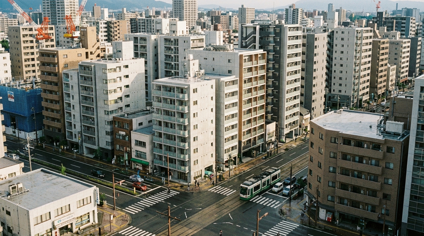 福岡市のワンルームマンション群