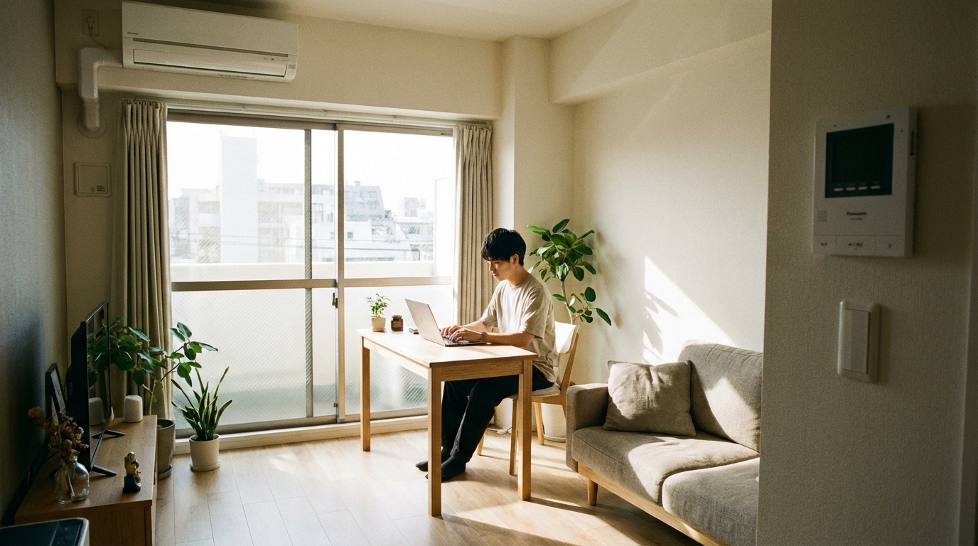 ワンルームで快適に過ごす単身者
