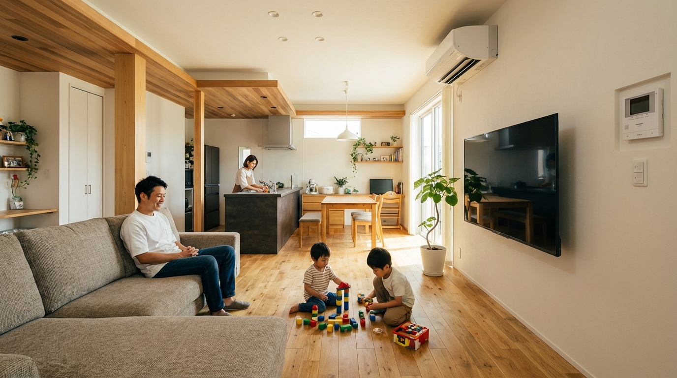 ファミリーが過ごすリビング