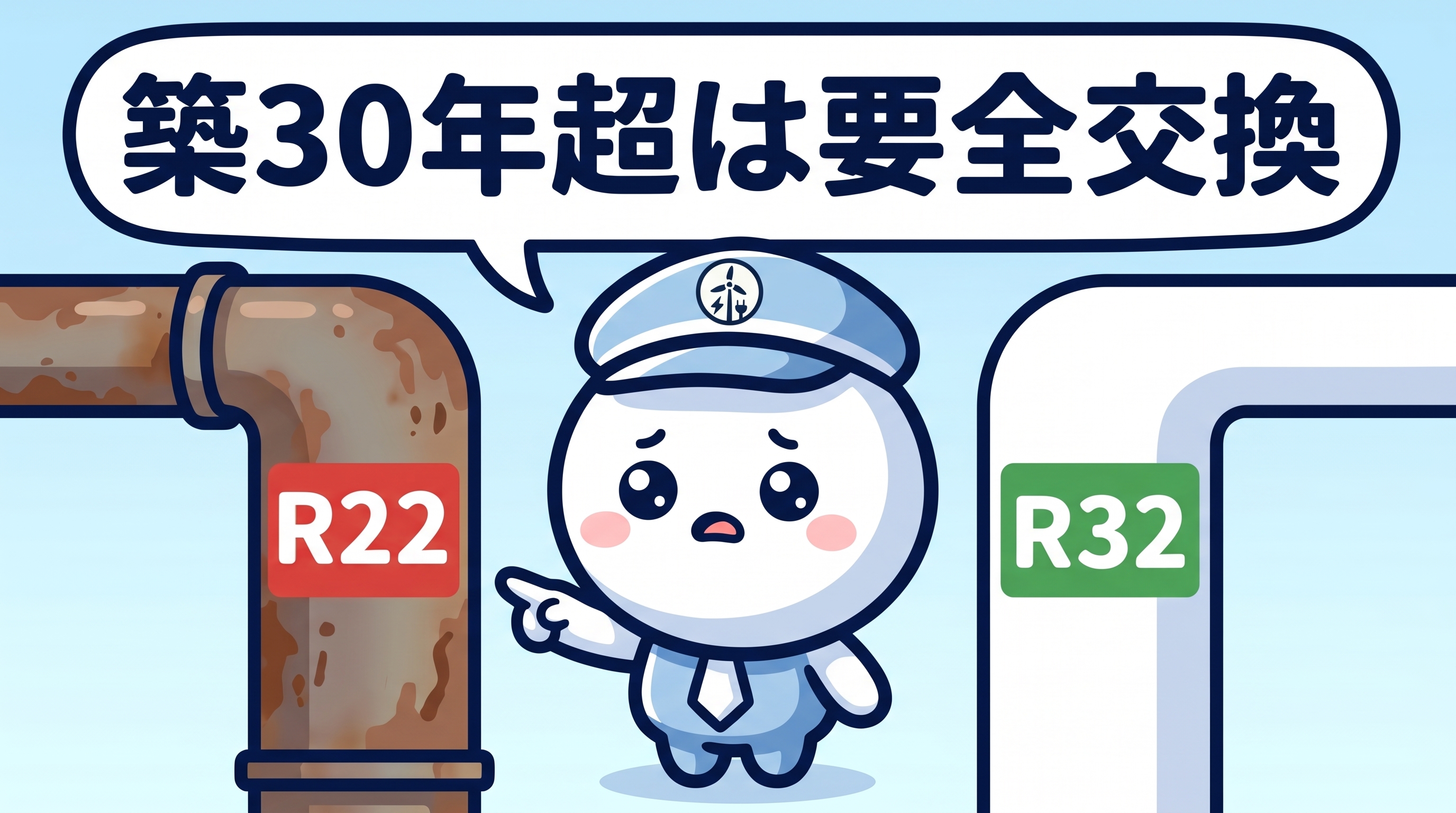 城南区築古マンションのR22→R32配管交換