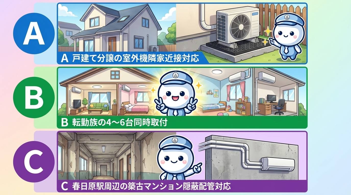 春日市でよくある工事3パターンの比較