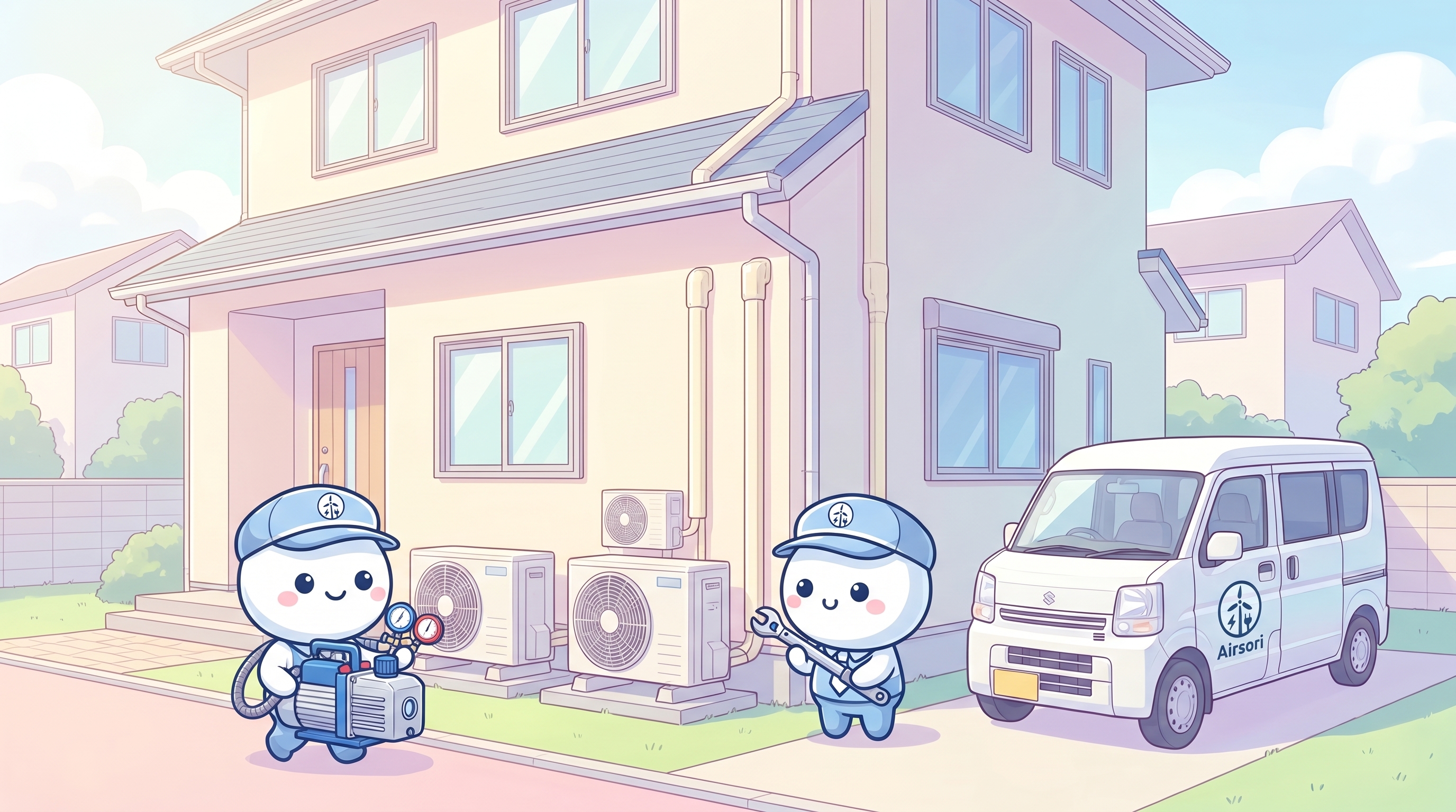 粕屋町新築戸建てへのエアコン4台同時取付