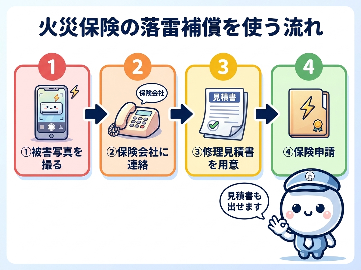 雷で家電が壊れたときの判断フロー｜被害写真撮影→保険会社連絡→修理見積書→申請の流れと、修理 vs 買い替えの判断軸
