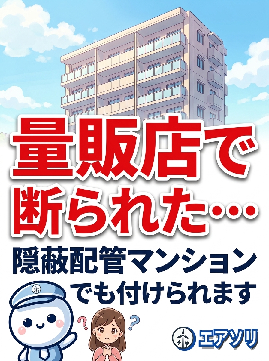 家電量販店で断られた隠蔽配管マンションでも付けられます｜福岡のエアソリ