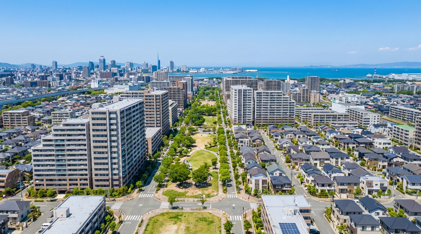 福岡市7区のエリア別転入データのイメージ