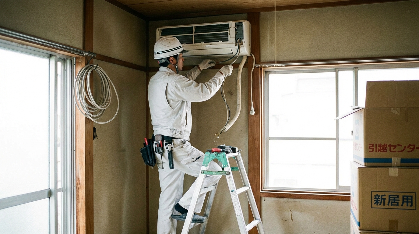 エアコンの取り外し作業