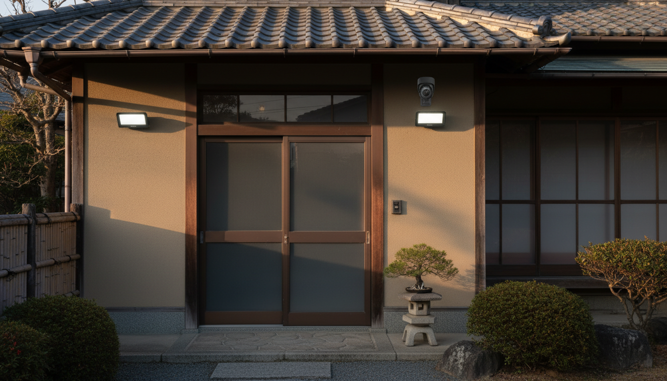 防犯カメラの設置場所を示す住宅のイメージ