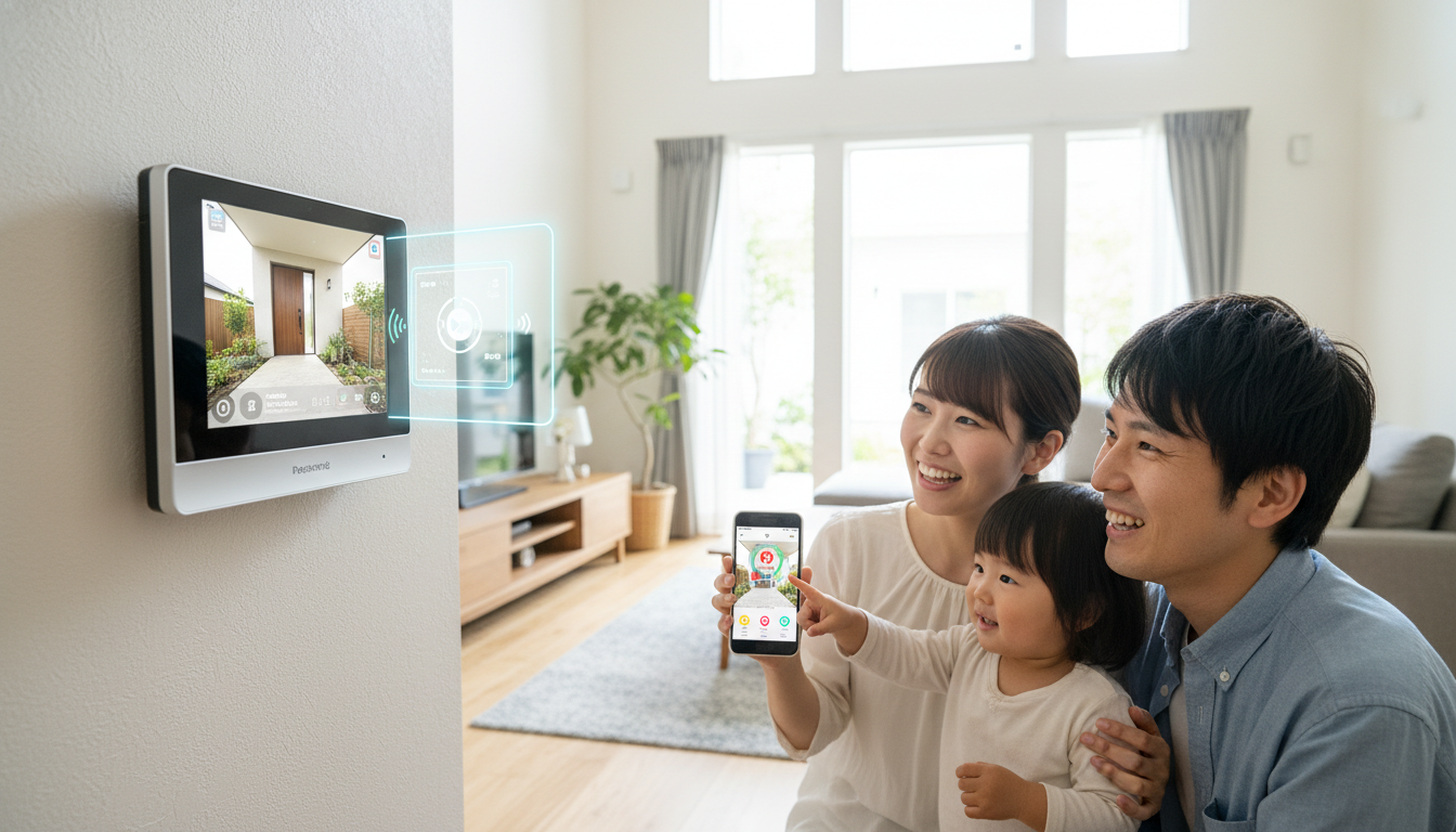 新しいインターホンで安心して暮らす家族