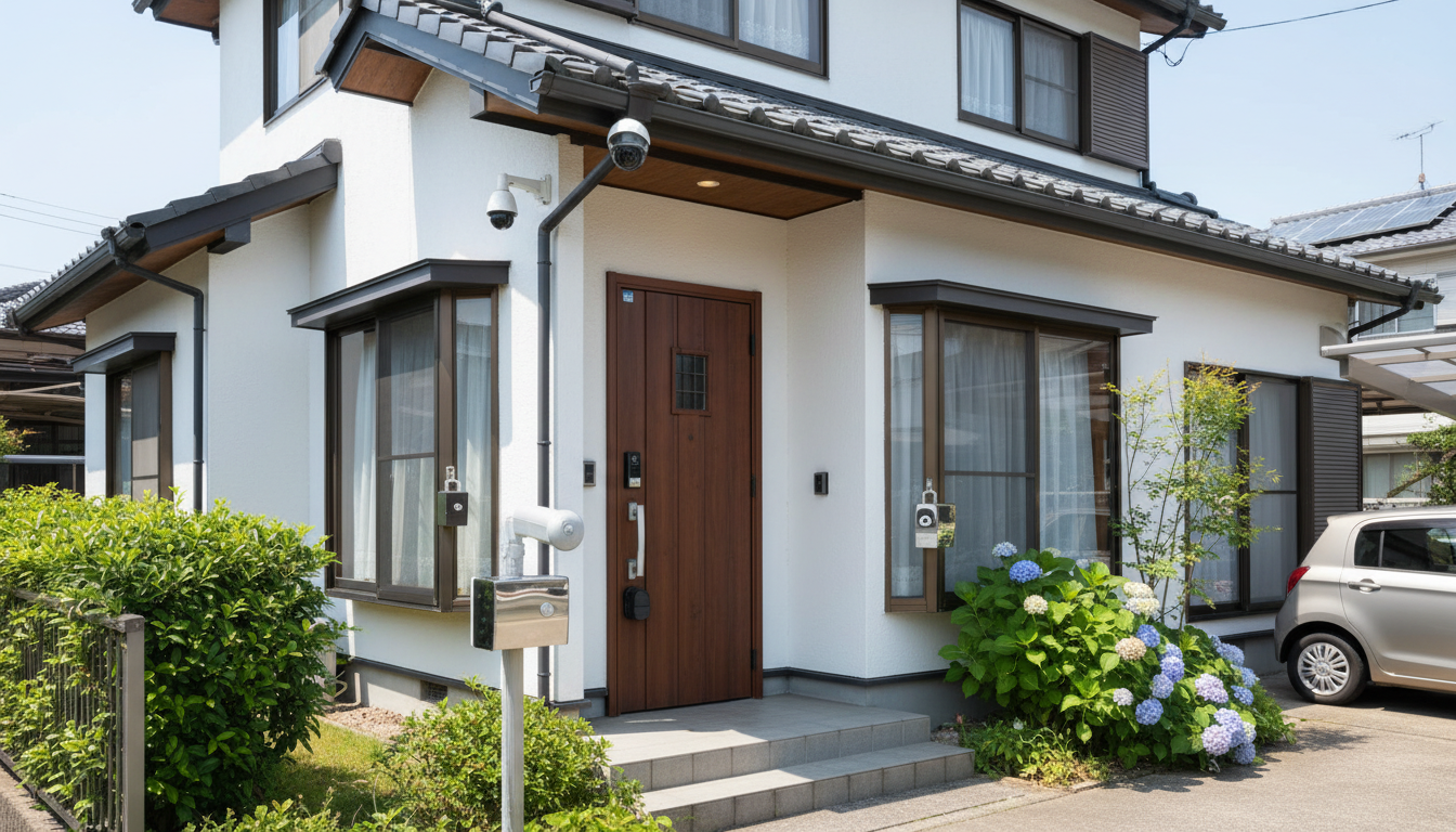 引っ越し先の防犯チェックをする家族のイメージ