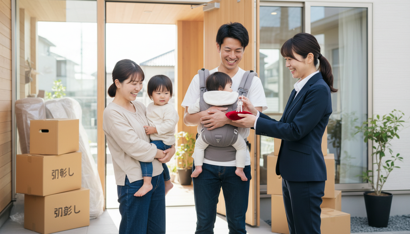 新居で安心して過ごす家族のイメージ