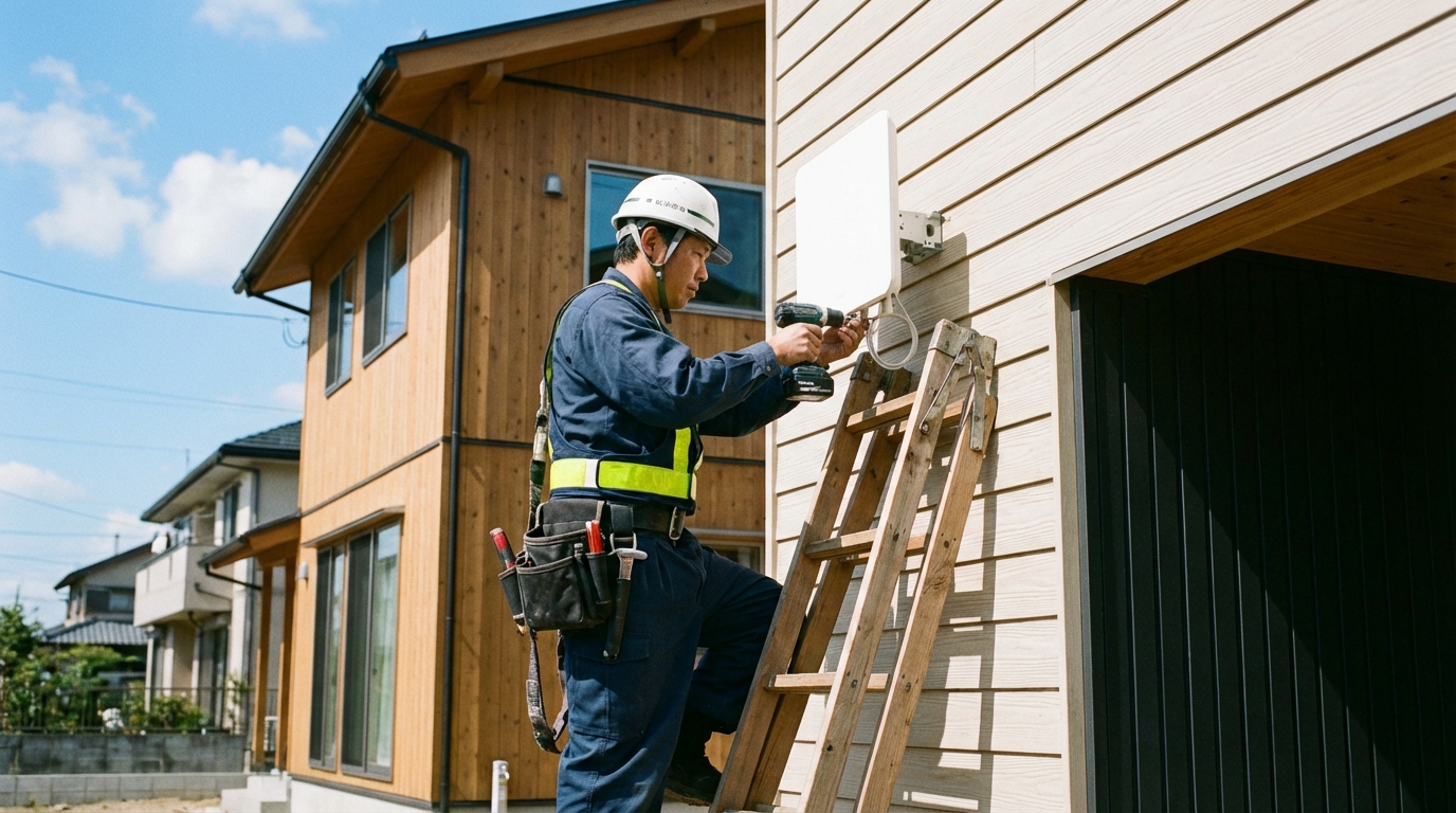 アンテナを取り付ける専門の職人