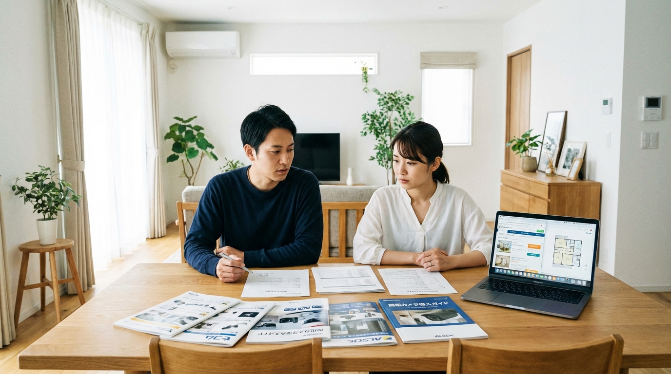 防犯カメラの費用を比較する夫婦