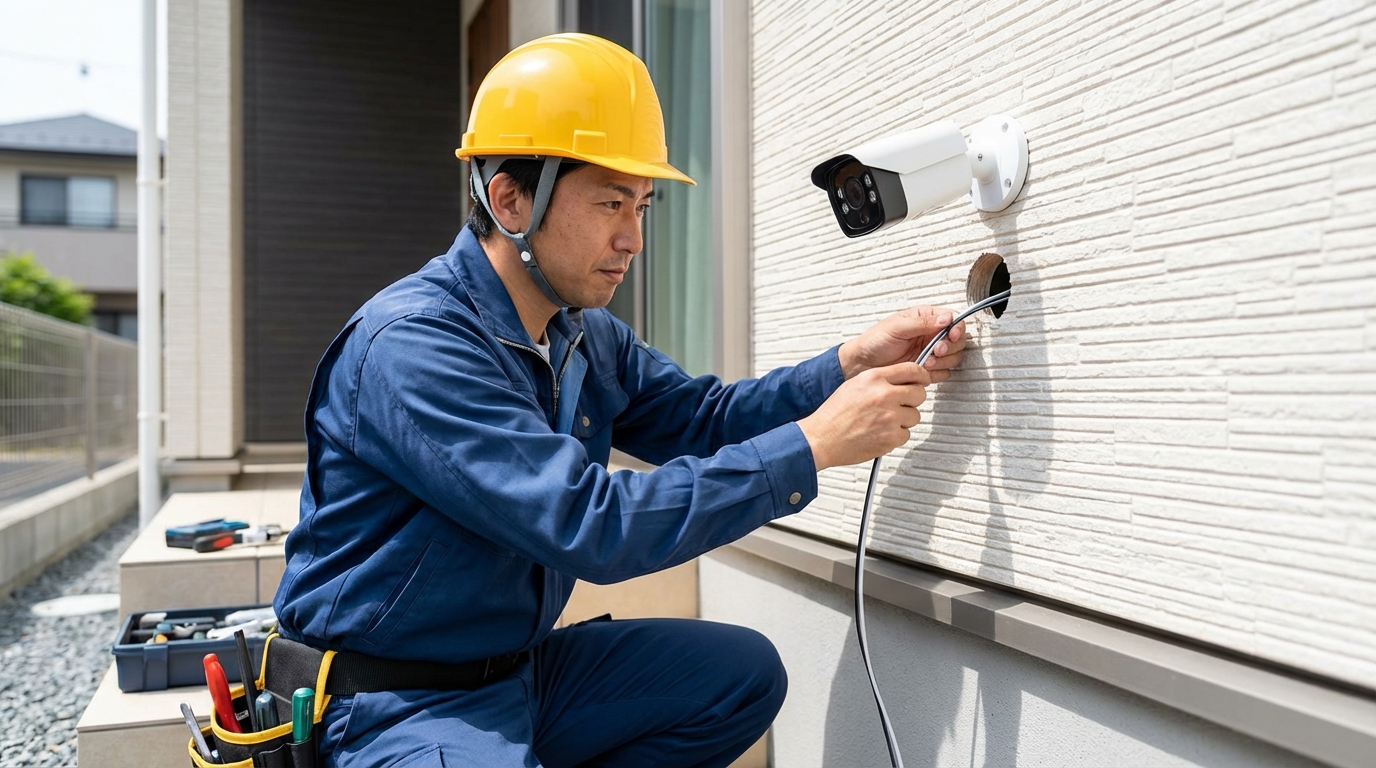防犯カメラを取り付ける専門の職人