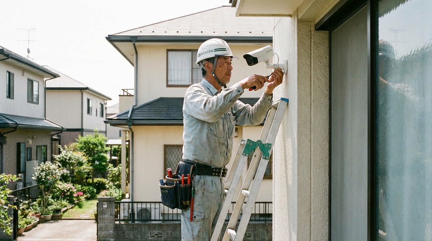 エアソリの防犯カメラ施工風景のイメージ