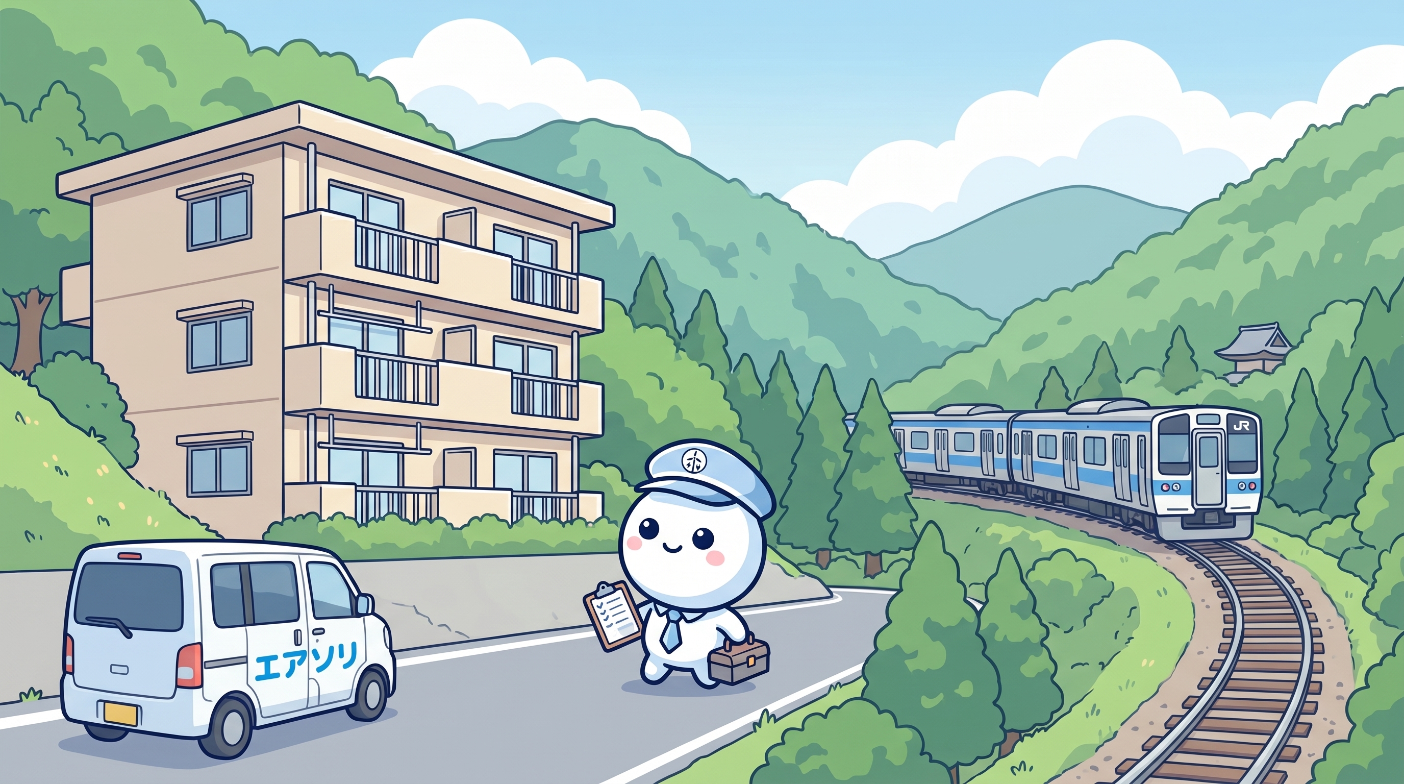 篠栗町JR篠栗線と山並みのイメージ