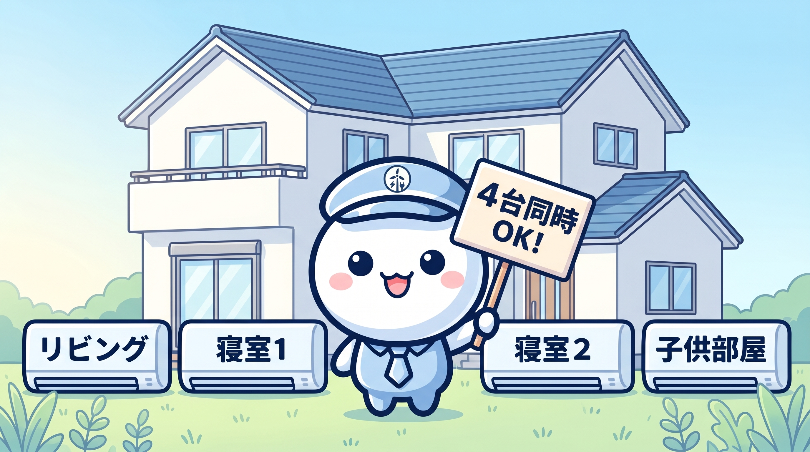 早良区新築戸建てへのエアコン4台同時取付