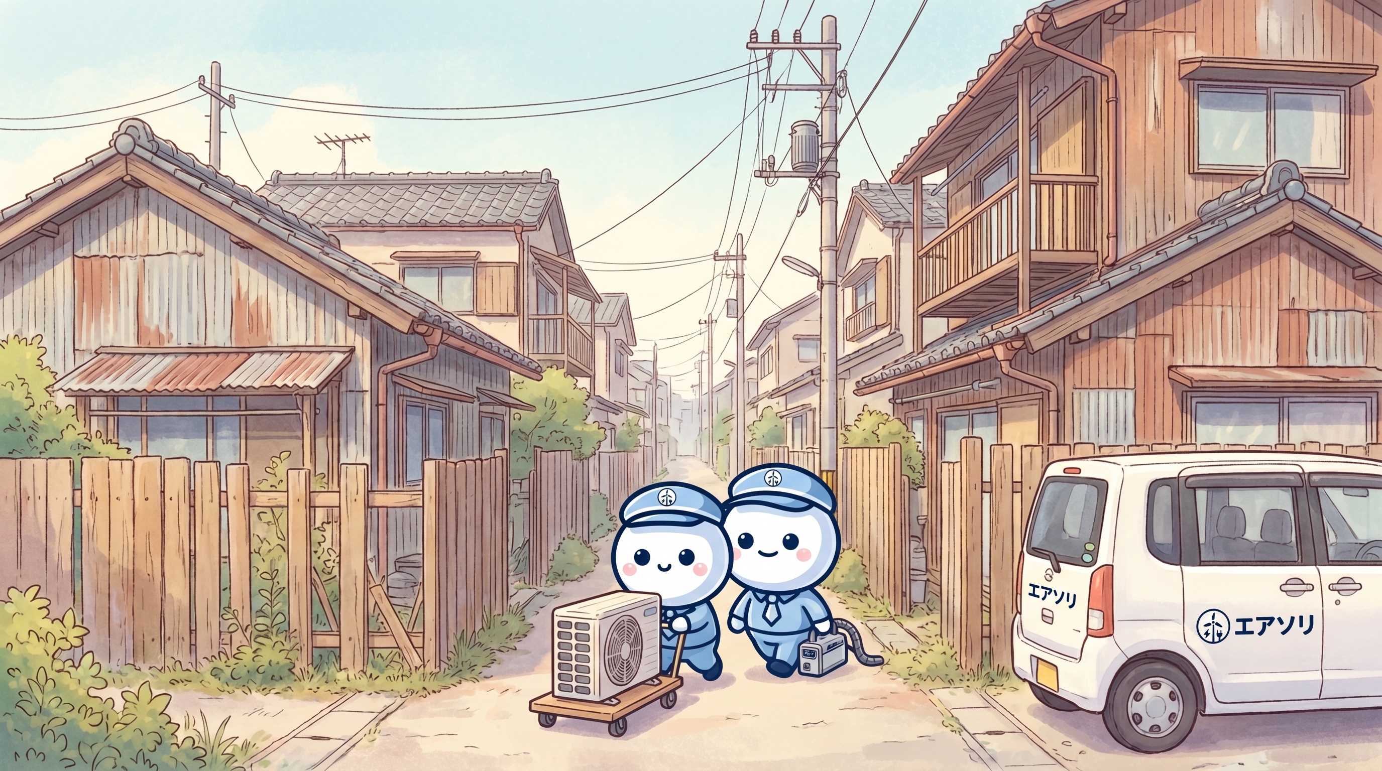 志免町の密集住宅地の路地搬入イメージ