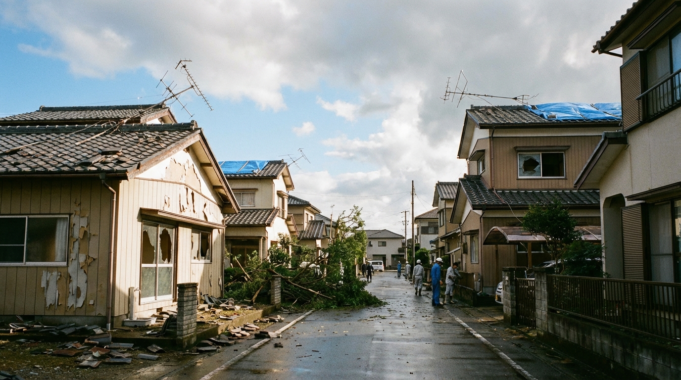 台風後の住宅被害のイメージ