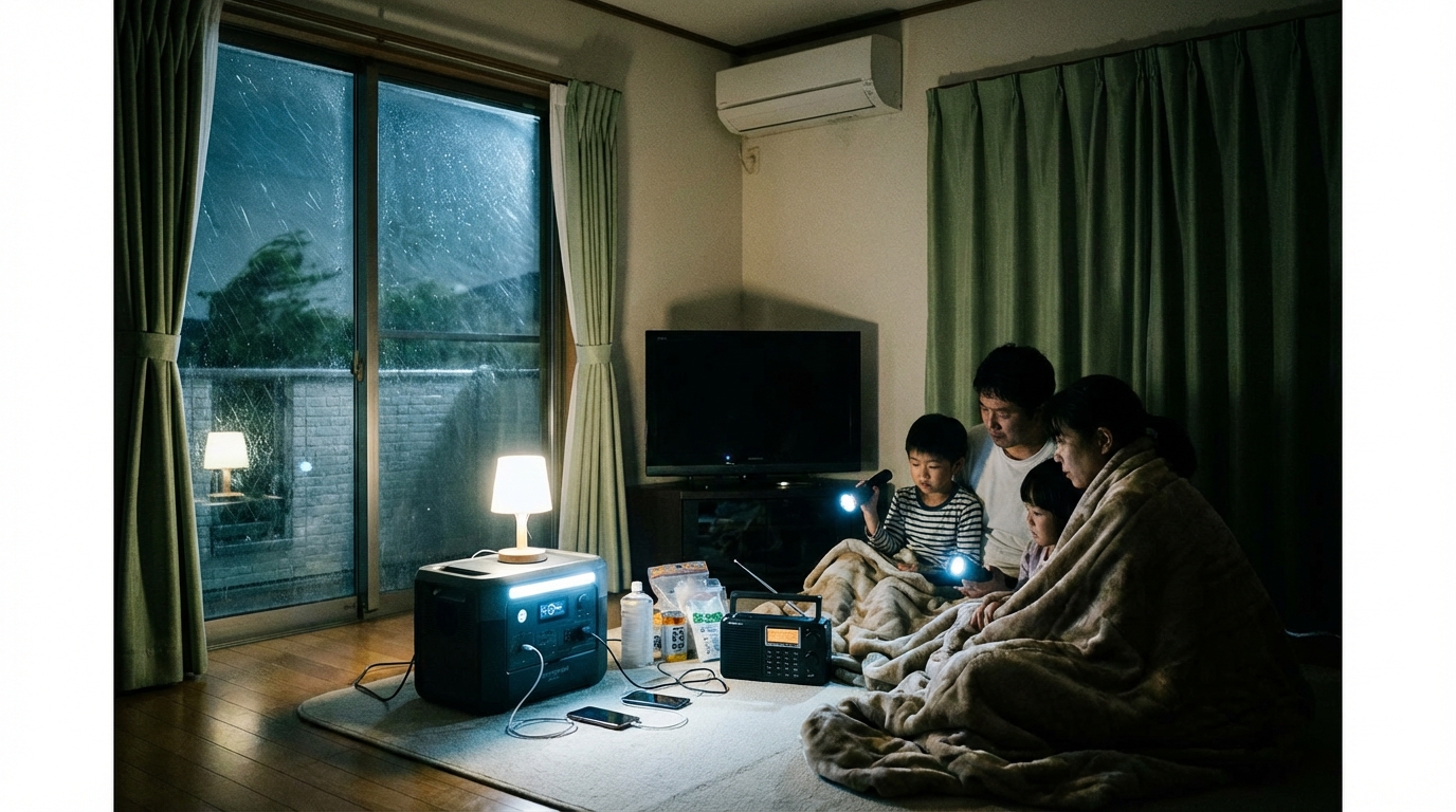 停電時のリビングルームのイメージ