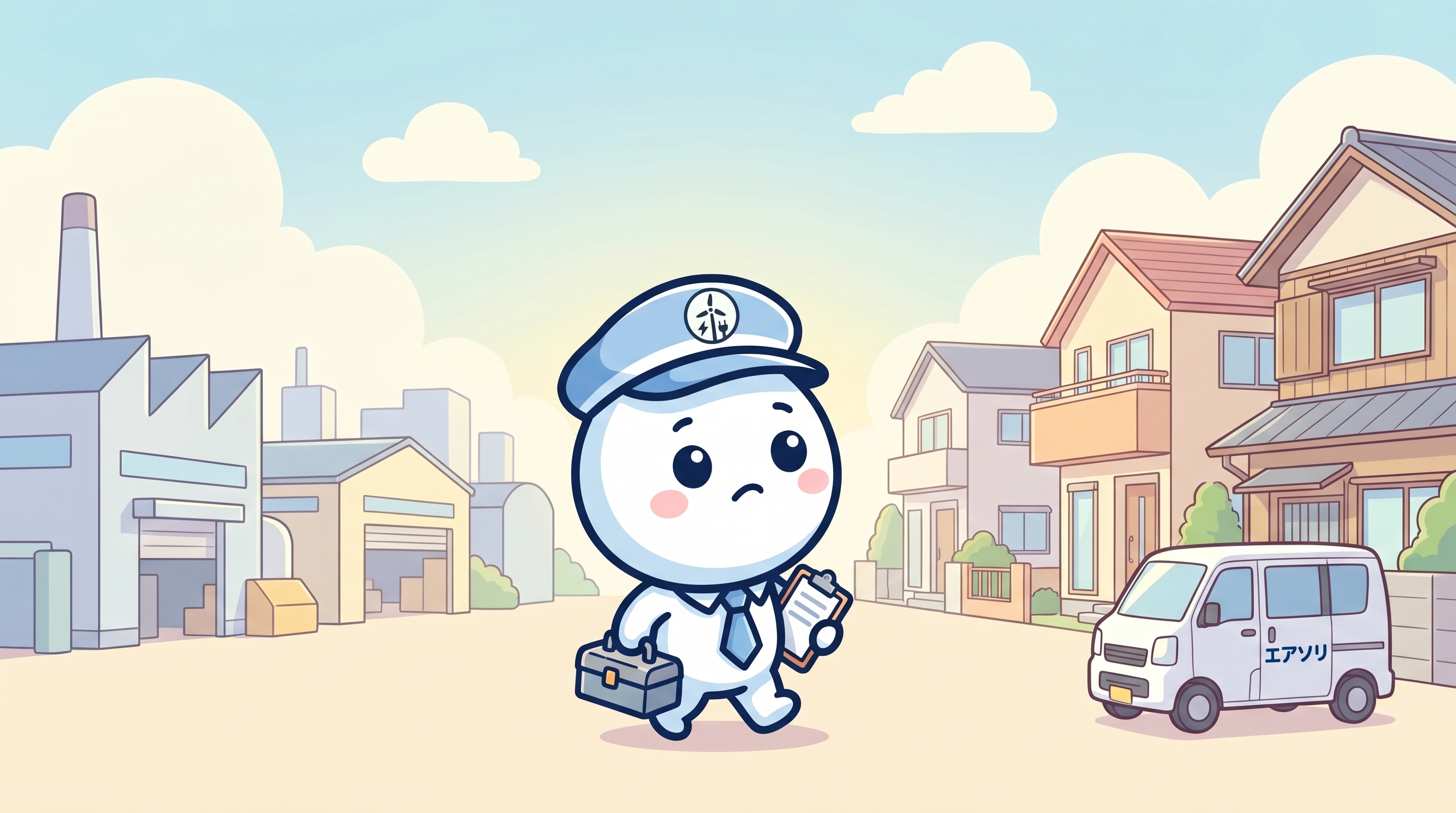 宇美町の工業団地と住宅地が併存するイメージ