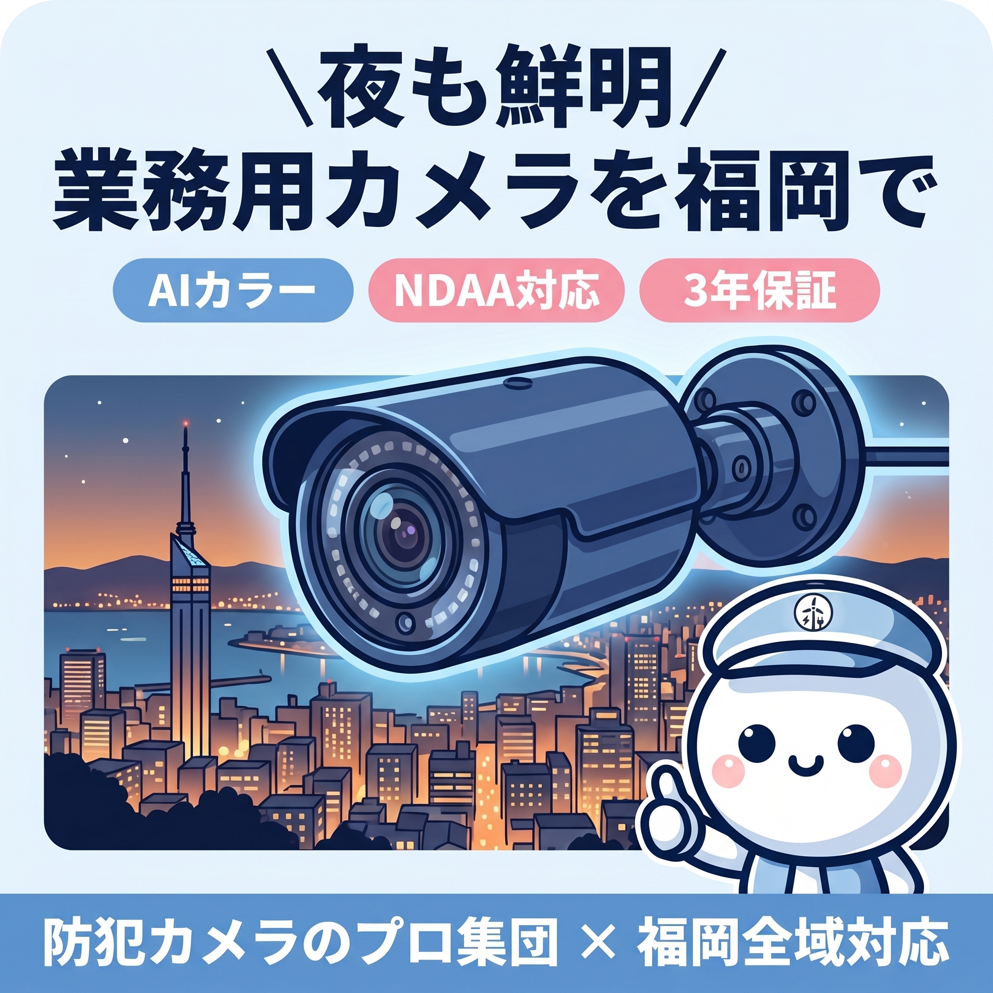 夜も鮮明な業務用防犯カメラ - AIカラー × NDAA × 3年保証 福岡対応