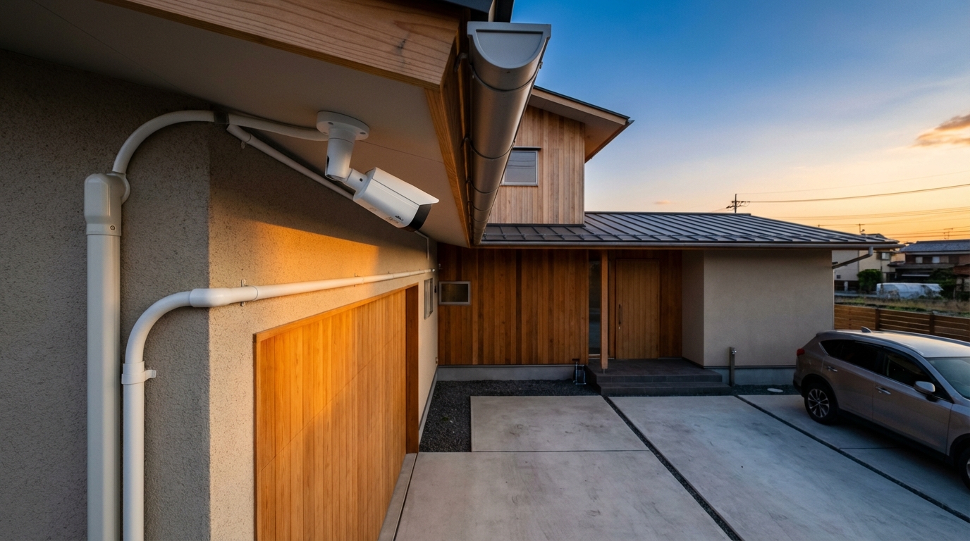 筑紫野市の駐車場防犯カメラ設置工事